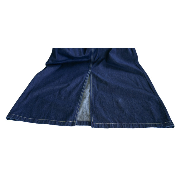 Bongo Denim Halter strap Maxi Dress 1X Empire Waist Street Western Y2K 90s Style - Picture 10 of 13